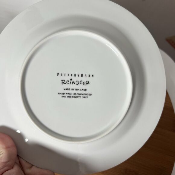 Pottery Barn Reindeer Holiday Dessert Salad Plates Dasher Dancer Prancer VTG - Picture 9 of 11